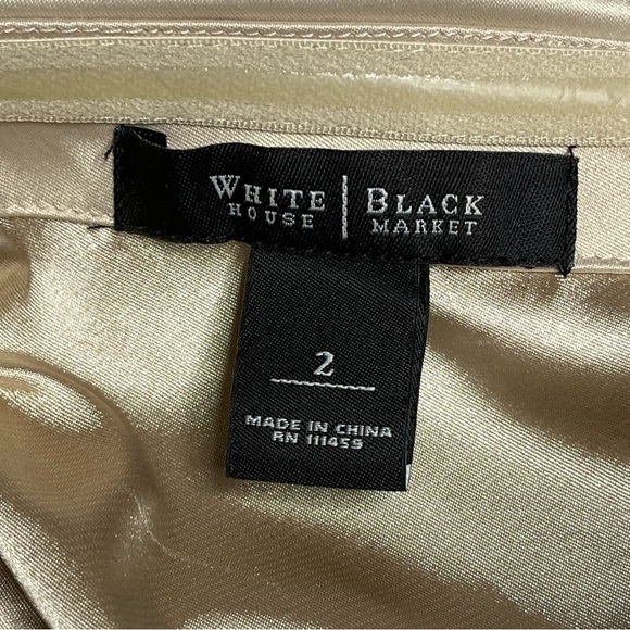 WHBM Cocktail Dress Size 2 One Shoulder Bodycon Ruffle Gold Black Belted Lined - Picture 11 of 13